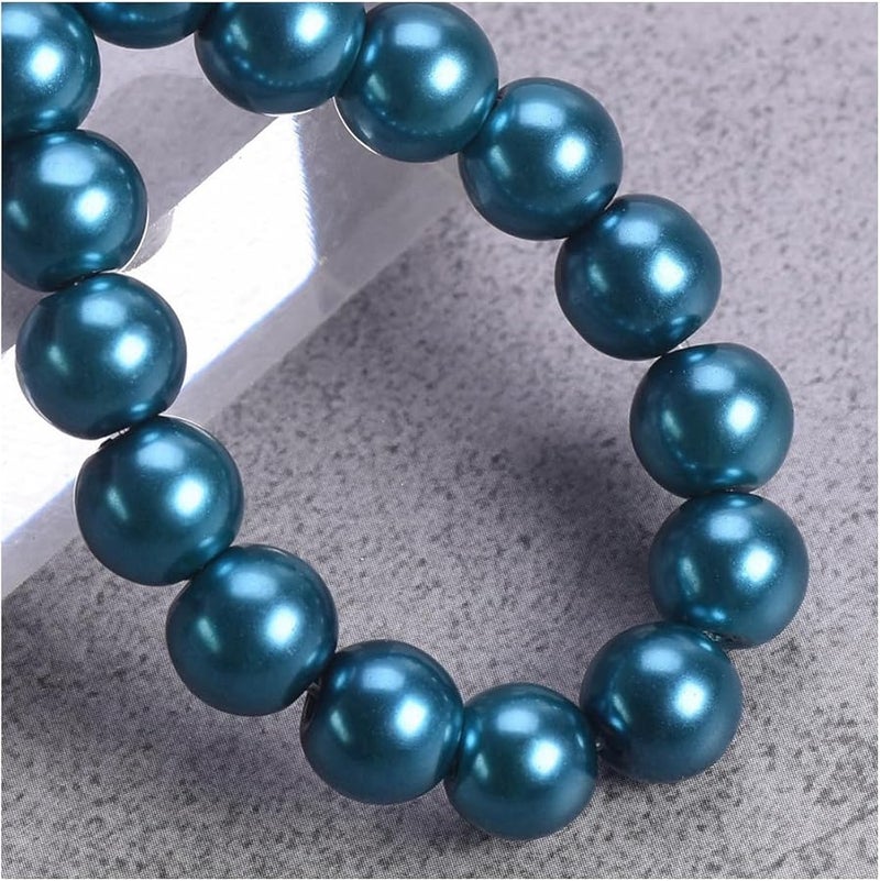 Peacock Blue 12mm Round Glass Beads for Jewelry Making Bracelets Crafts - Image 2